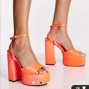 ASOS DESIGN Nix high platform heeled sandals in orange